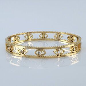 14K Gold Womens 1ct Diamond Evil Eye Bangle Bracelet Ladies 14 K Silver Jewelry